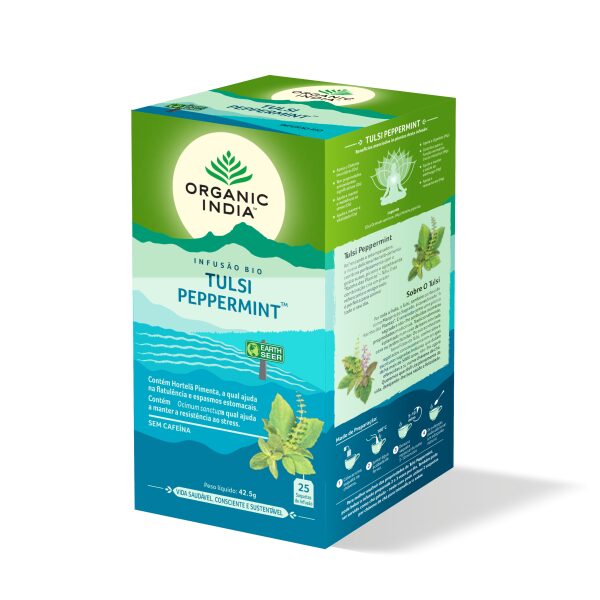 Infusao Bio Tulsi Peppermint Organic India 25 saq digestão