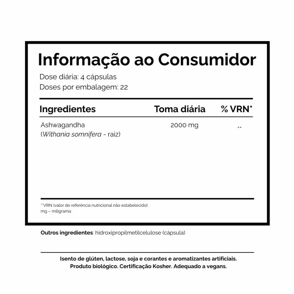 Informação ao Consumidor Ashwagandha Organic India stress sono