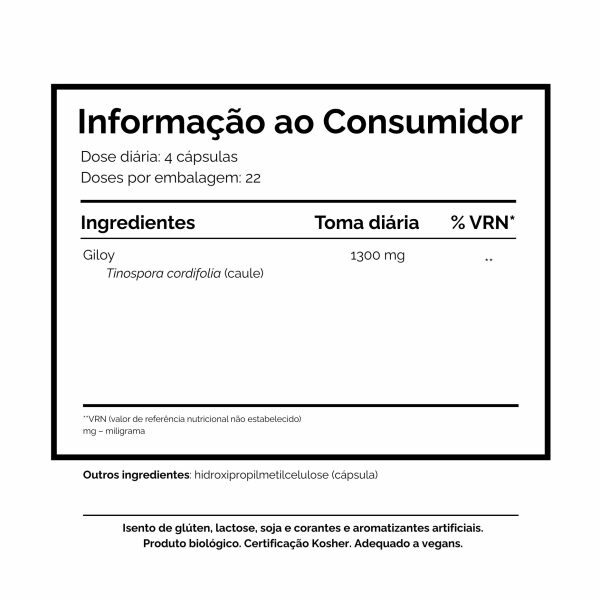 Informação ao Consumidor Giloy Organic India suporte hepatico imunidade antioxidante