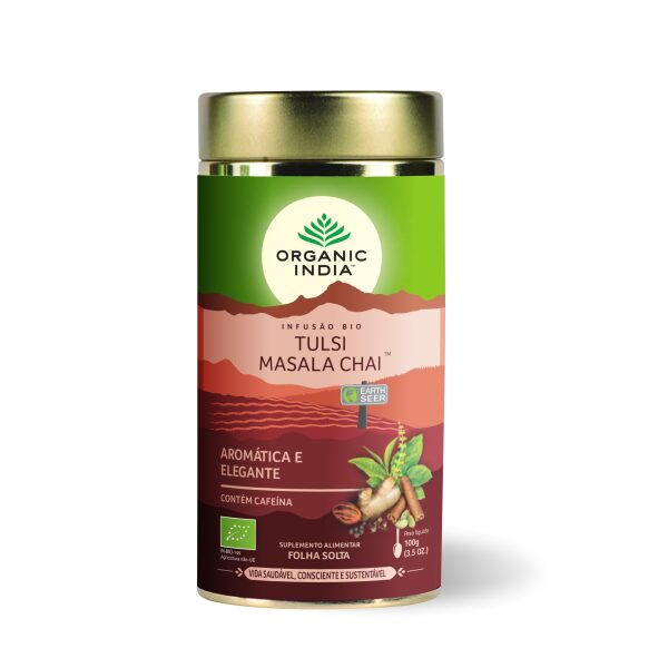 Infusão Bio Tulsi Masala Chai Organic India 100 gr folha solta digestão