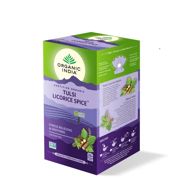 Infusao Bio Tulsi Licorice Spice Organic India 25 saq digestão