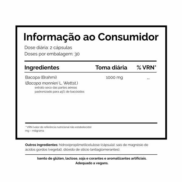 Informação ao Consumidor Bacopa Dharma Botanicals foco memoria stress