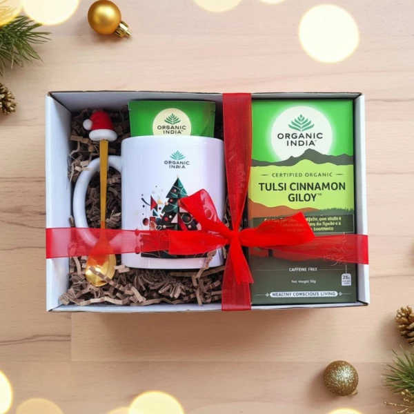 Ritual de Natal Tulsi Cinnamon Giloy Presente Imunidade com caneca e colher